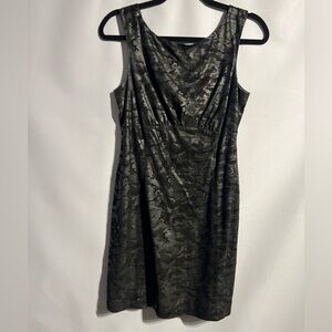 Vakko Black Patterned Midi Dress